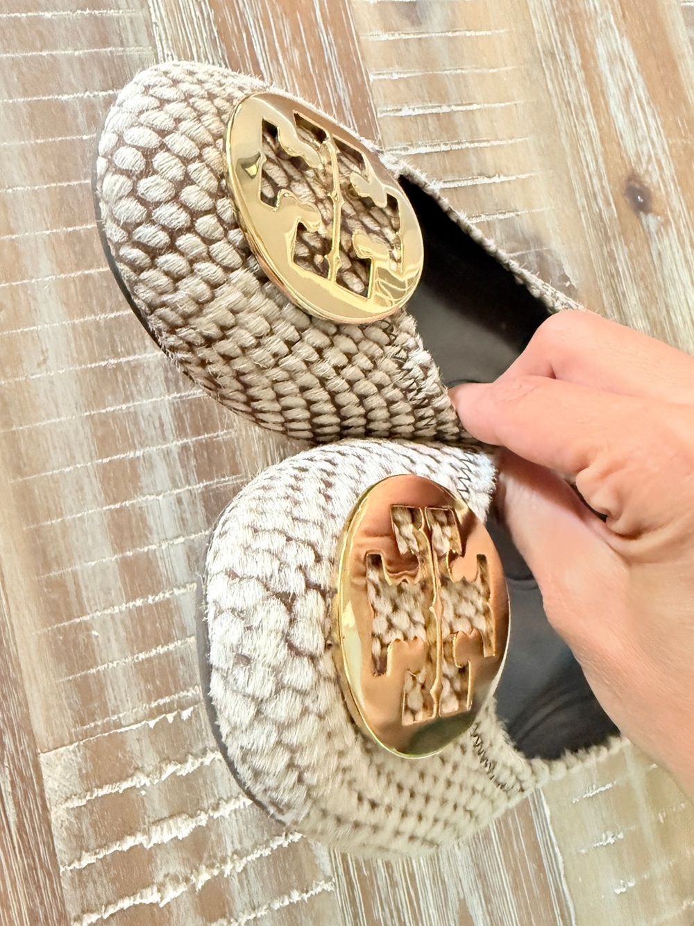 Tory Burch snake print Reva calf hair ballet flats - Picture 2 of 11